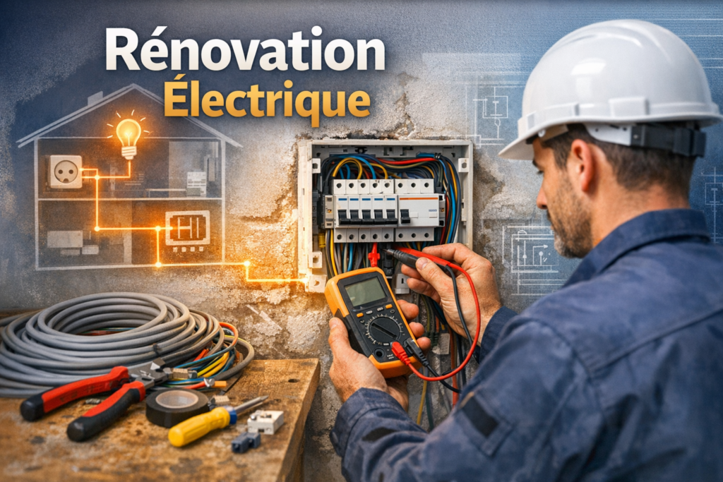 Réalisations électrique en Normandie : rénovation électrique et mise en conformité, tableau, protections et circuits pour un logement sécurisé.